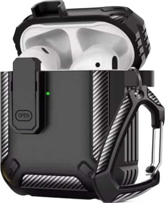 지에스비케이스 에어팟 슈퍼쉴드 락 케이스 에어팟 1 / 2 세대, 매트블랙, 1개