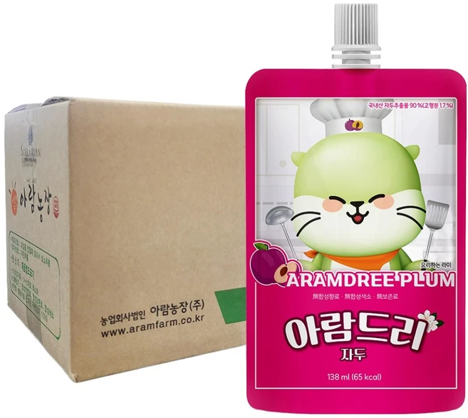 아람농장 아람드리 자두 주스, 30개, 138ml - 쿠팡
