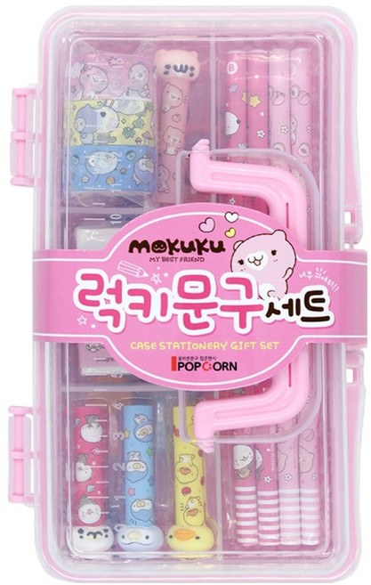 모쿠쿠 럭키 문구세트, 핑크, 1개