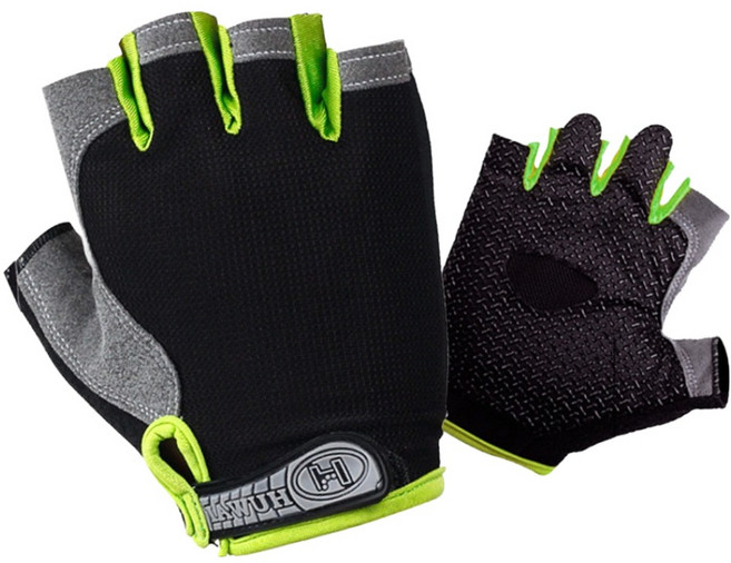 모리의집 스포츠 런닝 손목 보호 반장갑 양손착용 세트 기본형, 블랙 + 그린, 1세트