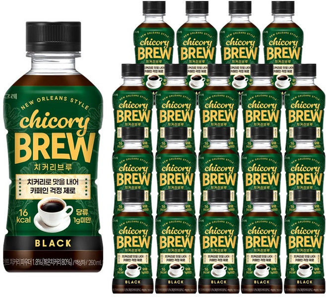 빙그레 치커리브루 블랙, 260ml, 20개