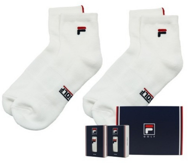 휠라골프 남성용 양말, 화이트, 2개