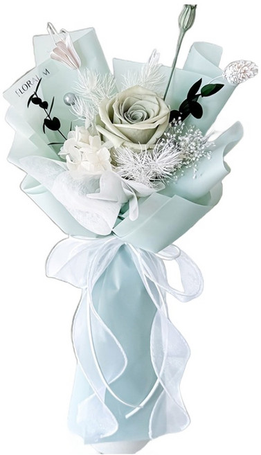 Floral M 永恆經典蒂芬妮永生玫瑰花束, 綠色