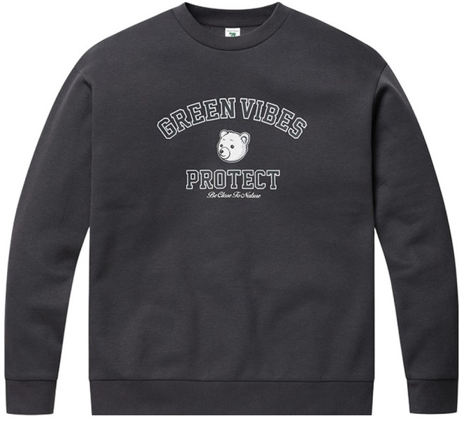 프로젝트엠 남녀공용 문베어 세미오버핏 플리스 맨투맨