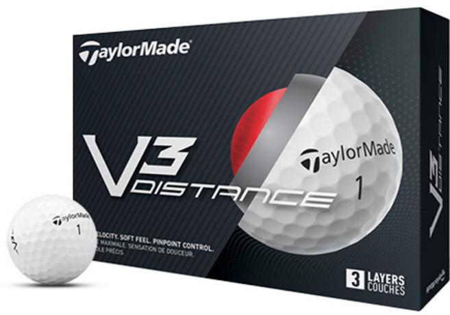 테일러메이드 V3 디스턴스 골프공 3피스, 화이트, 12개입, 1개