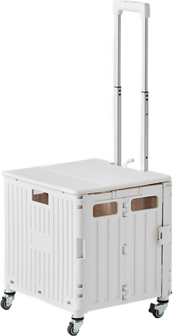 한샘 핸디 360도 회전 폴딩 장바구니 쇼핑카트 L, 화이트, 1개