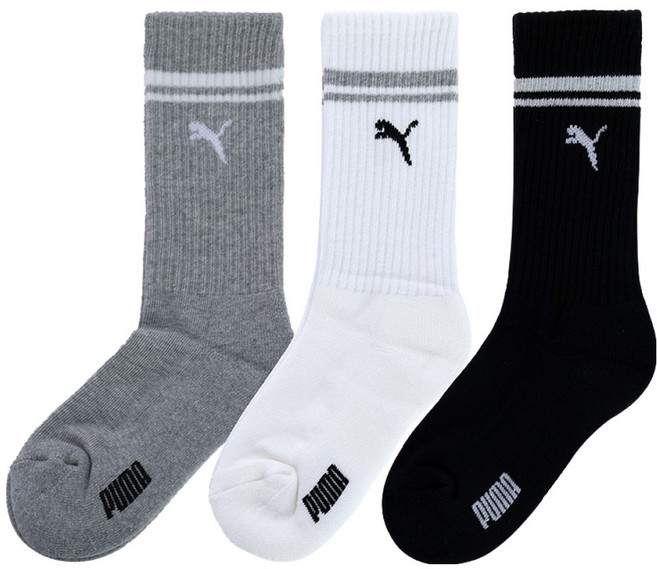 푸마 아동용 더 길고 푹신한 아소트 스포츠 크루양말 3종 세트 PU-K15