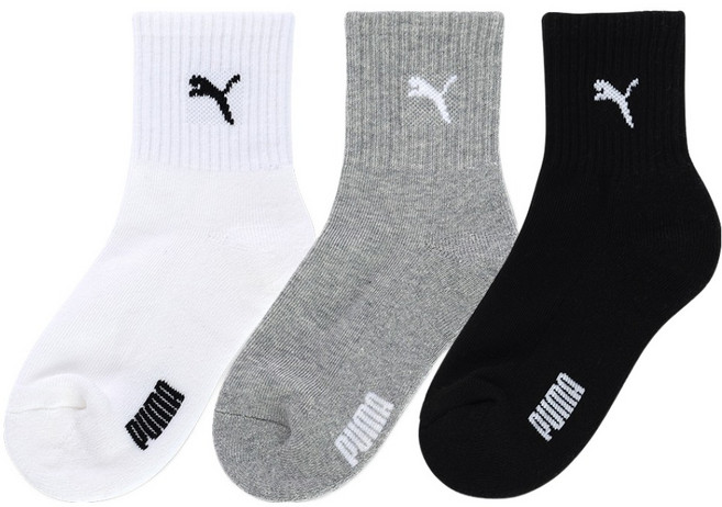 푸마 아동용 푹신하고 편안한 아소트 스포츠 중목양말 3종 세트 PU-K12