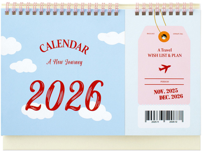munid 2026 旅行紀錄桌曆, 1個, 混合色