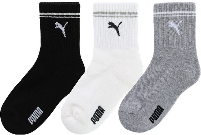 PUMA 兒童用柔軟舒適的綜合運動中筒襪3件組 PU-K13