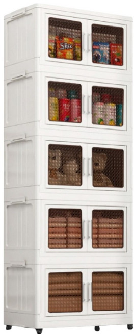 ONE HOUSE 阪藤加深款折疊收納櫃 250L OH-R122-B5652, 透咖色 + 月光白, 5層