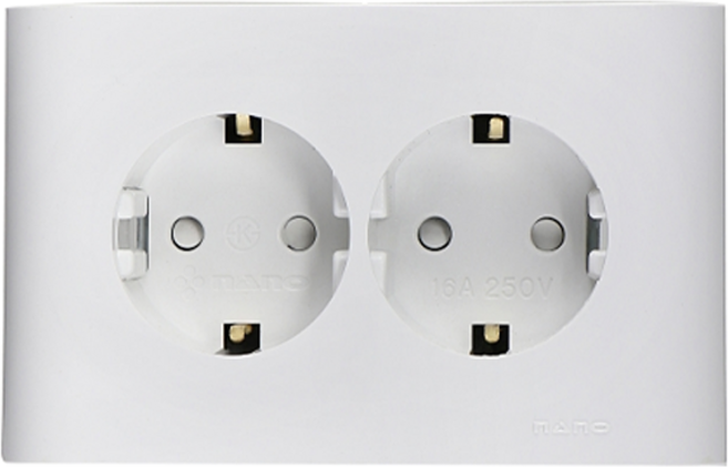 나노 전기 오딧세이 심플 2구 매입접지 콘센트 가로형 화이트, 1개