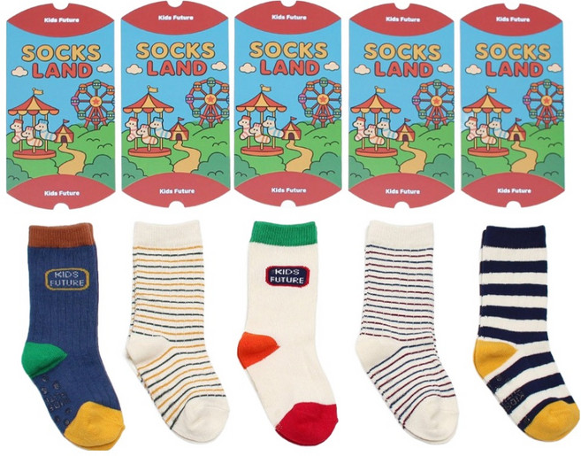 키즈퓨처 아동용 비비두 양말 5족 + 포장케이스 5p 선물 세트