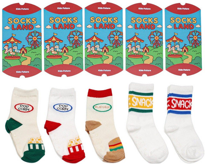 키즈퓨처 아동용 스낵 양말 5족 + 포장케이스 5p 선물 세트