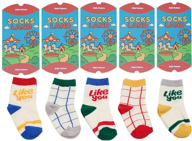 키즈퓨처 아동용 라이크 양말 5족 + 포장케이스 5p 선물 세트