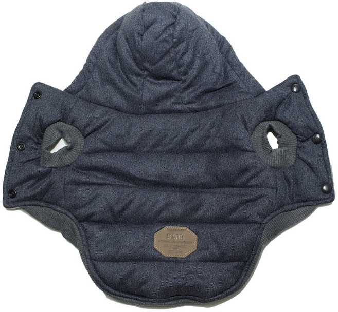 QIDINA 寵物鋪棉保暖法蘭羊羔絨連帽衣, 1個, 藏藍色