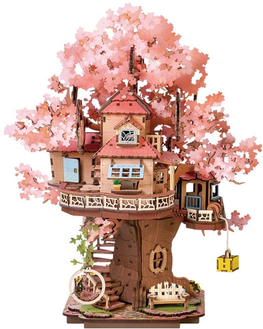 로라이프 로보타임 입체퍼즐 우드 사쿠라 트리하우스 TGS04, 혼합색상, 1개, 535피스