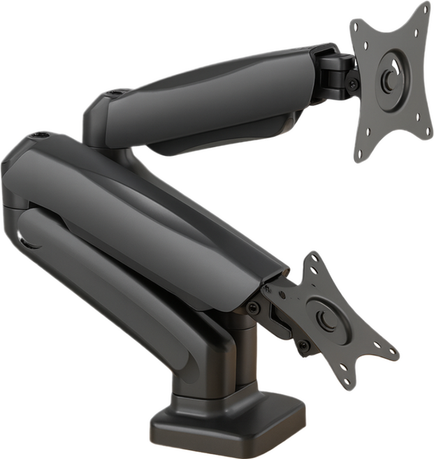 와이홉 고중량 36인치 듀얼 스크린 기계식 회전 모니터암, 듀얼 헤비블랙, 1개