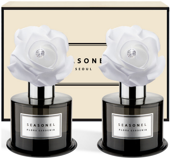 시즈넬 퍼퓸향 디퓨저 화이트 로즈 블랙에디션 120ml 본품, 플로라 가드니아 향, 2개