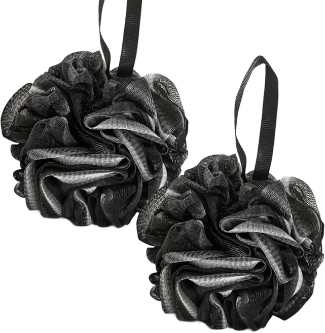 블랙조인 고급형 부드러운 그라데이션 대왕 샤워볼, 블랙, 2개