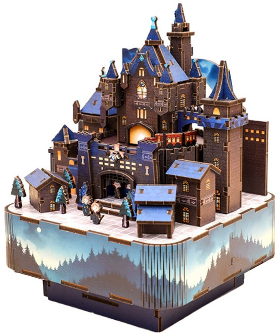 上手家居 DIY立體拼圖音樂盒 八音盒/3D立體拼圖/3D拼圖/手作材料包, 魔森城域 多色, 1個, 100片