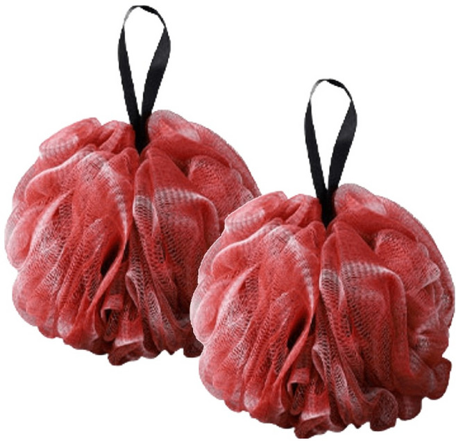 블랙조인 고급형 부드러운 그라데이션 대왕 샤워볼, 레드, 2개