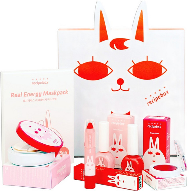 레시피박스 어린이 화장품 선물세트 선쿠션패키지, 매니큐어 2p + 선쿠션 + 립크레용 + 블러셔 + 마스크팩 5p + 선물박스, 1세트