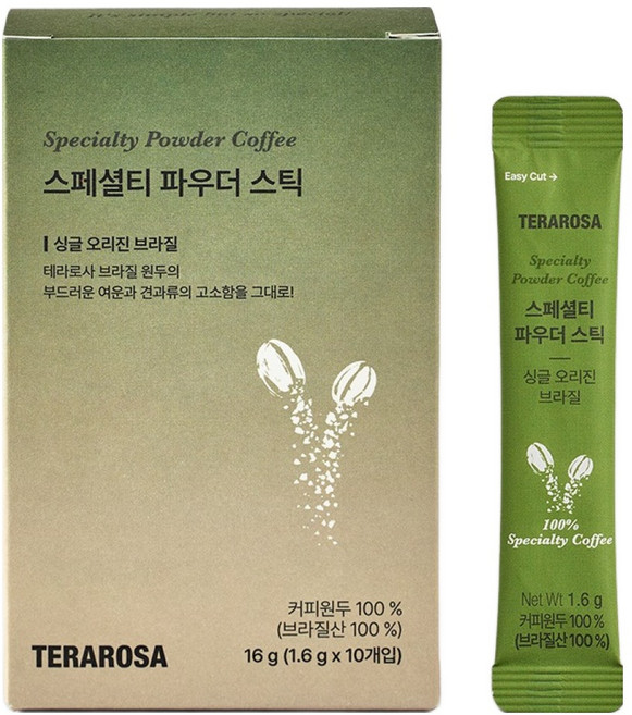 테라로사 스페셜티 파우더 원두커피믹스 브라질, 1.6g, 10개입, 1개