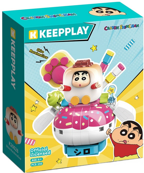 짱구 블럭 피규어 음식 시리즈 솜사탕 짱구, 혼합색상, 1개