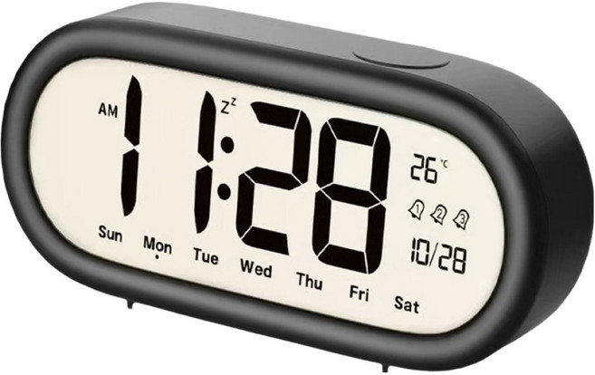 YUNMI 多功能LED電子夜光鬧鐘, 黑色