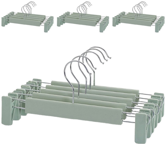 앞날창창 논슬립 치마 바지 집게형 옷걸이, 그린, 20개