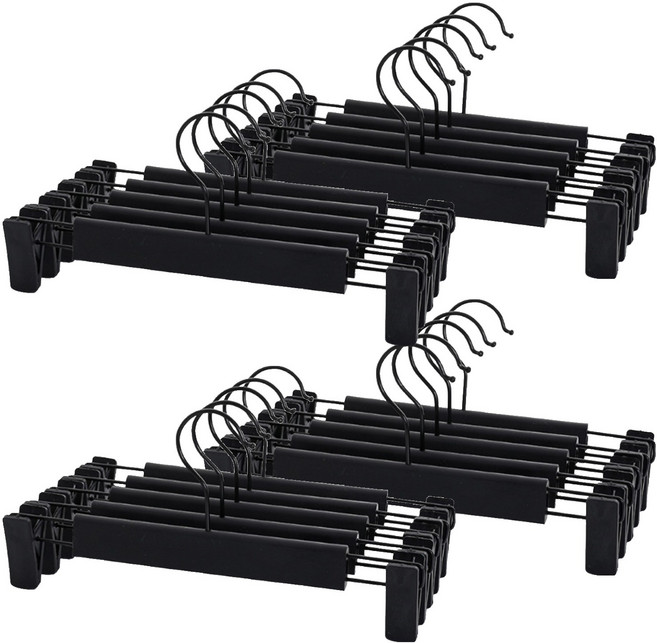 앞날창창 논슬립 치마 바지 집게형 옷걸이, 블랙, 20개