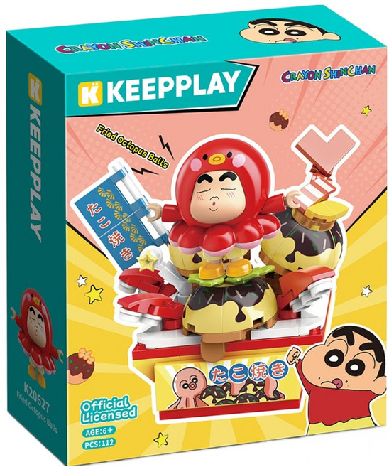 짱구 음식 시리즈 타코야끼 블럭 피규어, 혼합색상, 1개