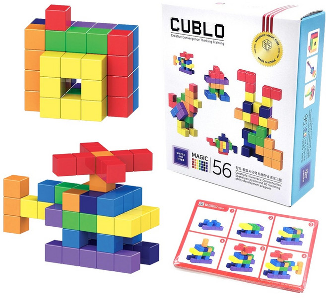 큐블로 매직큐브 활동카드포함 자석블럭 20mm 56p MC5620O, 혼합색상, 1개