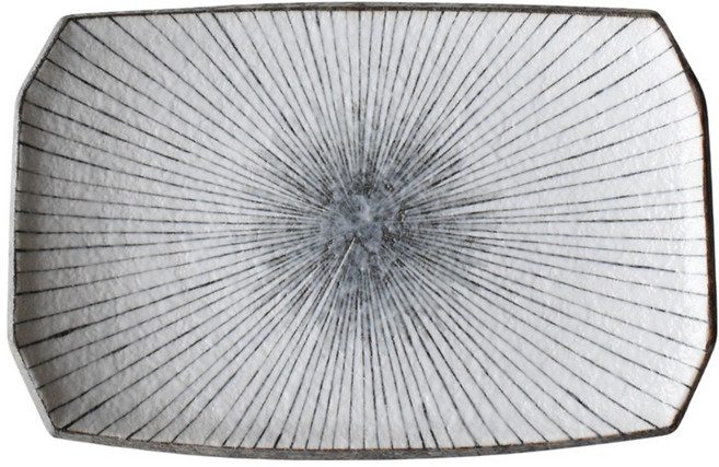 SAWATOUKI 佐和陶瓷 灰釉十草9吋燒物皿 日本製, 灰色, 1個