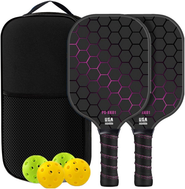 2gram Plus 匹克球高級球拍兩人套組, 1套, 蜂巢紫