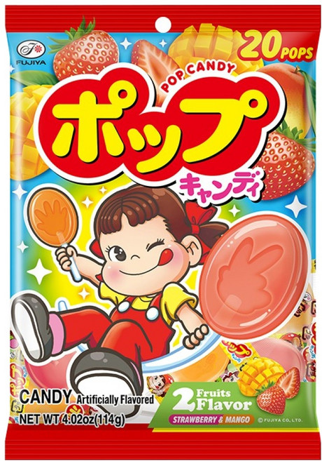 후지야 팝 캔디 딸기 망고맛, 114g, 1개