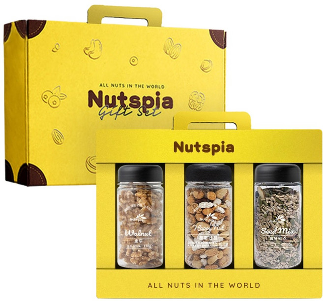 넛츠피아 견과류 3구 선물세트 2호 510g, 1세트
