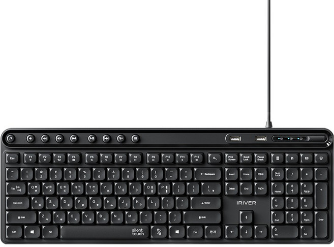 아이리버 2PORT HUB 지원 생활방수 무소음 유선 키보드, Black, K601U, 제조사축