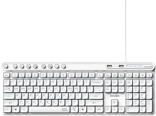 아이리버 2PORT HUB 지원 생활방수 무소음 유선 키보드, White, K601U, 제조사축