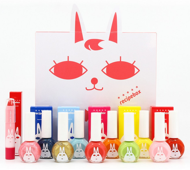 레시피박스 어린이 화장품 선물세트, 매니큐어 10종 + 립크레용 + 선물박스, 1세트