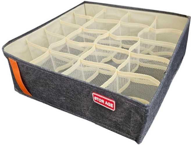 BuyChoo 柏川 三合一牛津布整理盒 20格, 1個, 深灰色