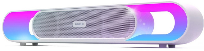 로이체 2채널 멀티미디어 RGB LED 충전식 유무선 프리미엄 게이밍 사운드바, RSB-G6000 WH, 화이트