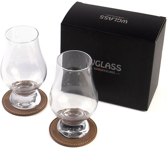 글렌캐런 STD 글래스 2p + 가죽 코스터 2p 세트, 1세트