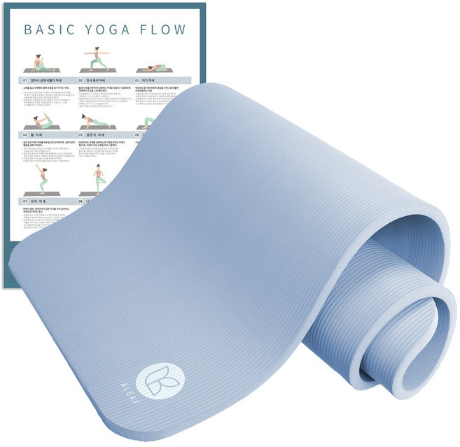 아리프 NBR 요가매트 20mm + 운동 가이드 포스터 세트, 그레이 블루, 1세트