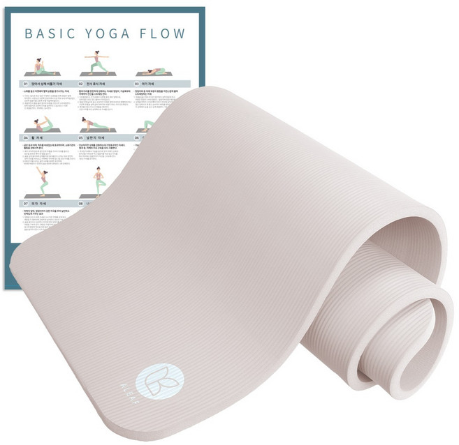 아리프 NBR 요가매트 20mm + 운동 가이드 포스터 세트, 라이트 베이지, 1세트