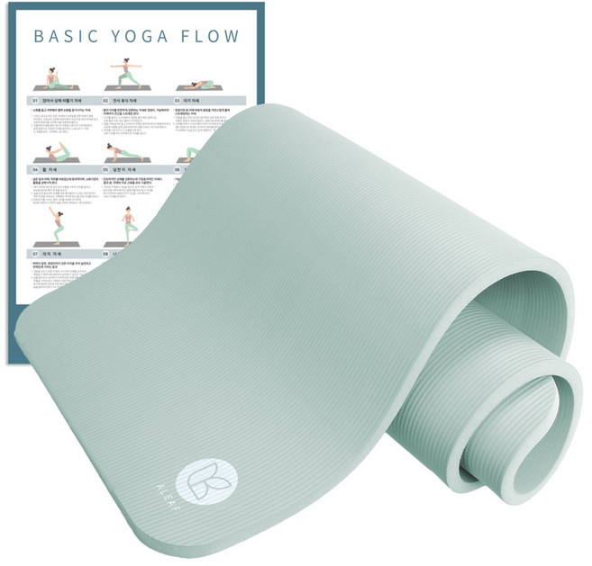 아리프 NBR 요가매트 20mm + 운동 가이드 포스터 세트, 페일 민트, 1세트