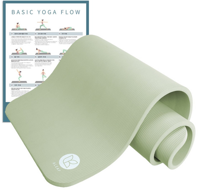 아리프 NBR 요가매트 20mm + 운동 가이드 포스터 세트, 그린 티, 1세트