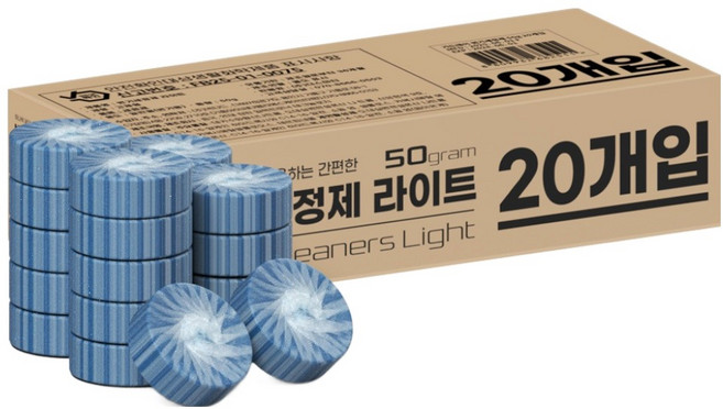 가드데이 고체형 개별포장 자동 욕실 변기 세정제, 50g, 20개