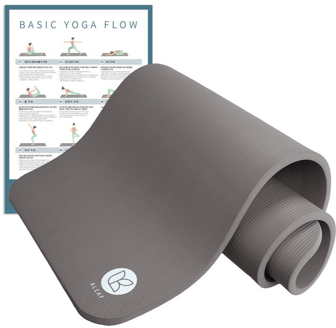 아리프 NBR 요가매트 20mm + 운동 가이드 포스터 세트, 웜 그레이, 1세트